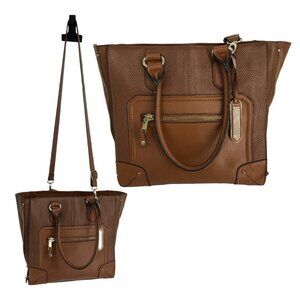 Aldo Brown faux Leather Pebbled Texture Cross-body Tote Bag *worn strap*